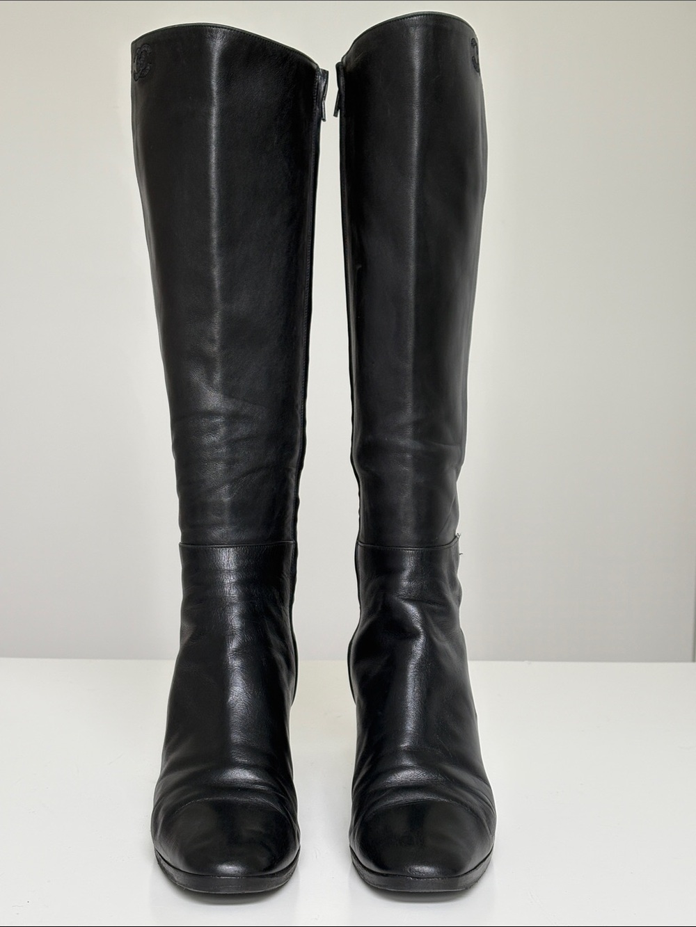 CHANEL Vintage Black Tall Leather Boots - 1990’s